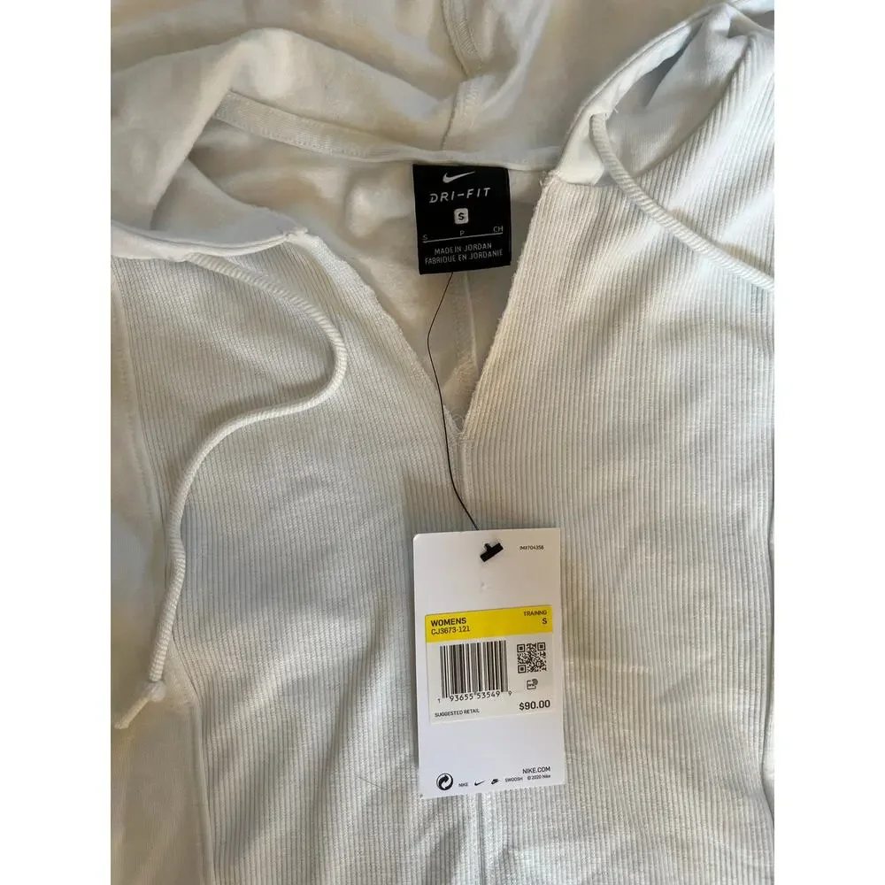 New Nike Women's Cropped Hoodie Yoga Luxe White CJ3673-121 Loose Fit Size S